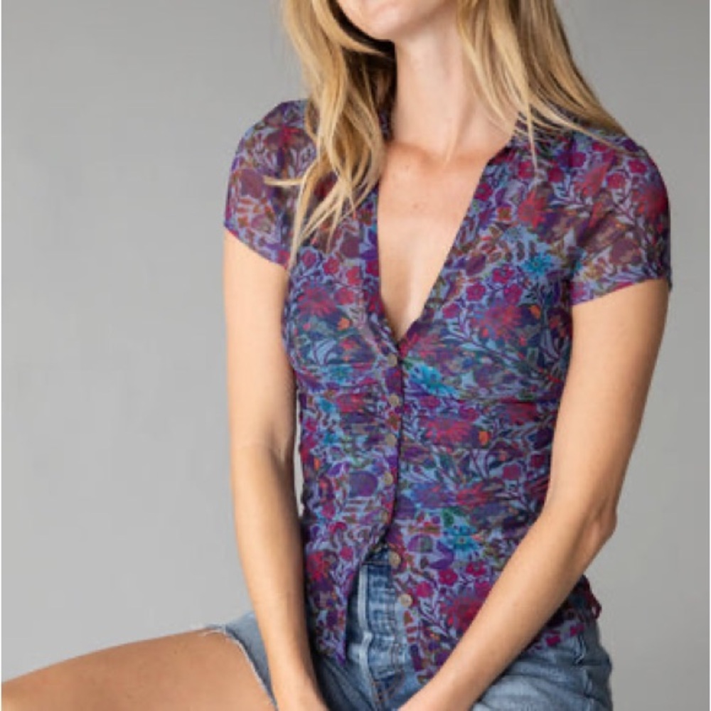 NATURAL LIFE Multicolor Floral Button Down Shirt
